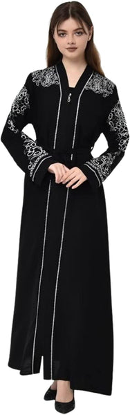 Marwa Fashion Abayas for Women Muslim - Comfortable Arabic Abaya Made from Nada Dubai/Forsan Silk with Beautiful Embroidery