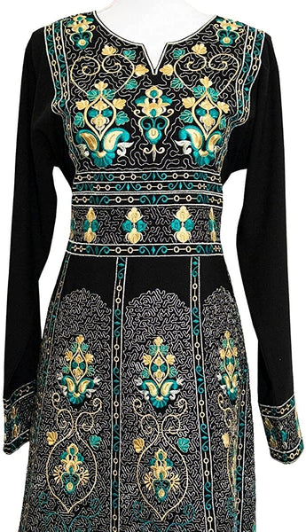 Marwa Fashion Thobe Dress for Women with Traditional Palestinian Embroidery - Islamic Muslim Costume for Wedding, Party & Dinner